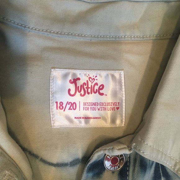 Justice Girl's Youth Size 18/20 Tie Dye Blue Denim Jacket Boho New with Tags - Picture 11 of 16